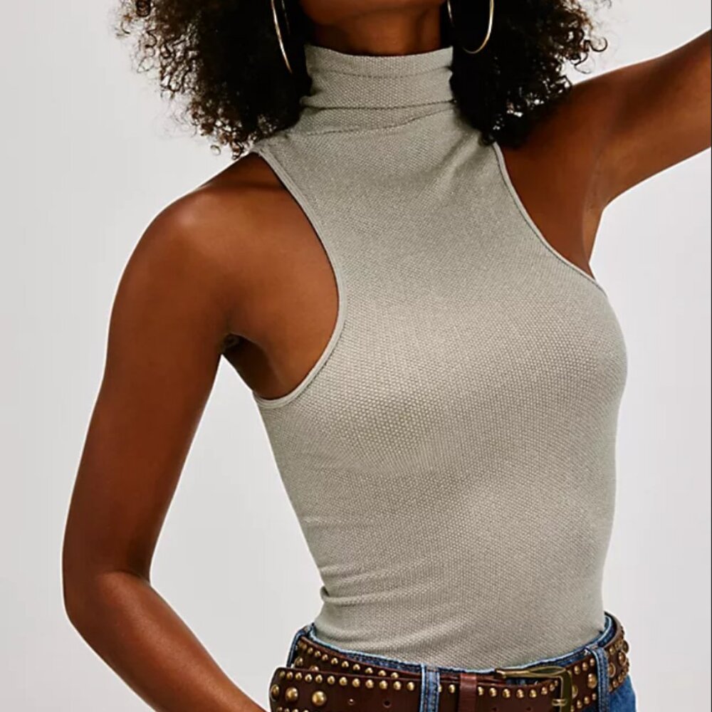 NWOT Free People Always Ready Seamless Turtleneck Tank